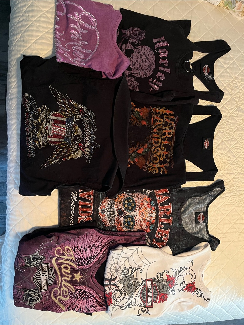 Harley-Davidson Girls' Tank Tops - Black, Pink, White, Purple
